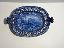 Load image into Gallery viewer, Staffordshire Blue Transfer Quadrupeds Reticulated Tray Fox and Rooster Ca. 1825