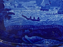 Load image into Gallery viewer, Historical Staffordshire Blue Platter Christianburg Danish Settlement on the Gold Coast of Africa
