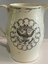 Load image into Gallery viewer, Staffordshire Creamware Liverpool Pitcher Seal of United States with Chain of States Polychrome American Ship