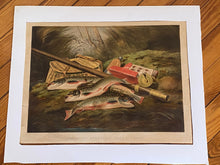 Load image into Gallery viewer, Original Currier & Ives Print Large Folio American Speckled Brook Trout Tait