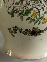 Load image into Gallery viewer, Staffordshire Creamware Liverpool pitcher with “The Union of the Two Great Republics”