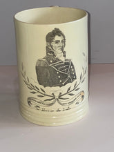 Load image into Gallery viewer, Staffordshsire Creamware Liverpool Tankard Mug Oliver Hazard Perry Hero of Lake Erie