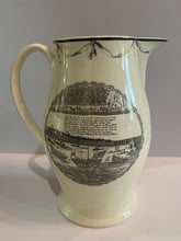 Load image into Gallery viewer, Staffordshire Creamware Liverpool Pitcher Boston Frigate Polychrome Ship Building Scene