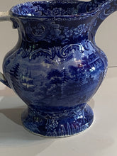 Load image into Gallery viewer, Historical Staffordshire Blue Mount Vernon Pitcher General Washington