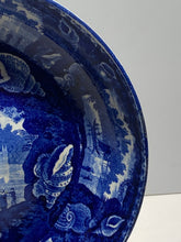 Load image into Gallery viewer, Historical Staffordshire Blue Large Shallow Bowl Wadsworth Tower Connecticut