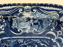 Load image into Gallery viewer, Staffordshire Blue Transfer Quadrupeds Platter with Deer Ca. 1825