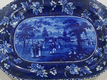 Load image into Gallery viewer, Historical Staffordshire Blue Platter Esplanade Castle Gardens New York