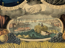 Load image into Gallery viewer, Original Currier & Ives Grand National Democratic Banner Peace Union and Victory Genl. George McClellan Hon. H. Pendleton