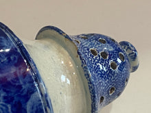 Load image into Gallery viewer, Historical Staffordshire Blue Pepper Pot 2 Men In Sailboat Shell Border Rare