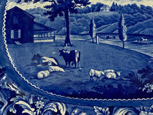 Load image into Gallery viewer, Historical Staffordshire Blue Platter Mendenhall Ferry Philadelphia