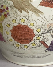 Load image into Gallery viewer, Historical Staffordshire Peace And Prosperity To America Pitcher Colored 1815