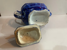 Load image into Gallery viewer, Historical Staffordshire Blue Teapot Macdonough’s Victory Ca. 1825