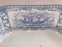Load image into Gallery viewer, Historical Staffordshire Blue Platter Boston Mails Steamship Ca. 1840