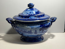 Load image into Gallery viewer, Historical Staffordshire Blue Soup Tureen Bellville On Passaic River Rare 1825