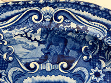 Load image into Gallery viewer, Staffordshire Blue Transfer Quadrupeds Platter With Moose Ca. 1825