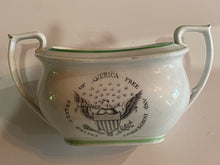 Load image into Gallery viewer, Staffordshire Porcelain Sugar Bowl Historical United States of America Free and Independent