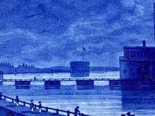 Load image into Gallery viewer, Historical Staffordshire Blue Castle Gardens Battery New York Large Platter 20 1/2”