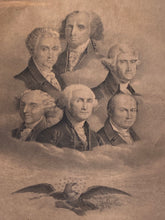 Load image into Gallery viewer, 19th Century Lithograph Of The First 6 Presidents Washington Adams Large
