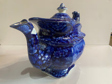 Load image into Gallery viewer, Historical Staffordshire Blue Teapot Macdonough’s Victory Ca. 1825