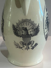 Load image into Gallery viewer, Staffordshire Creamware Liverpool Pitcher Map of East Coast Eagle Shield Washington Poem
