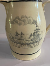 Load image into Gallery viewer, Staffordshire Creamware Liverpool Pitcher Navel Heros United States and Macedonian 1812 Commodore BainBridge