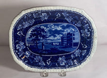 Load image into Gallery viewer, Historical Staffordshire Blue Platter Brooklyn Ferry New York Rare View