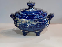 Load image into Gallery viewer, Historical Staffordshire Blue Gravy Tureen Fulton Market NY Masonic Hall Phila. Ca 1825