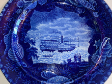 Load image into Gallery viewer, Historical Staffordshire Dark Blue Plate Union Line Ship Wood
