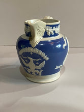Load image into Gallery viewer, Historical Staffordshire Blue Jasperware Washington and Lafayette Pitcher 1830