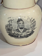 Load image into Gallery viewer, Staffordshire War of 1812 Pitcher Commodore Bainbridge and Major Genl. Brown Ca. 1815