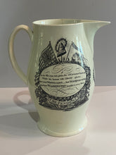 Load image into Gallery viewer, Staffordshire Creamware Liverpool Pitcher Polychrome American Ship Liberty and Independence Washington Poem