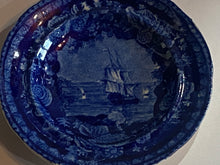 Load image into Gallery viewer, Historical Staffordshire Blue Toddy Plate Cup Plate Ship Cadmus Ca. 1825