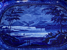 Load image into Gallery viewer, Historical Staffordshire Blue Platter View of Lake George New York Ca. 1825