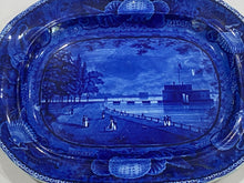 Load image into Gallery viewer, Historical Staffordshire Blue Castle Gardens Battery New York Platter Ca. 1825 18 3/4”