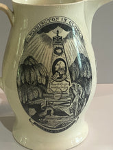 Load image into Gallery viewer, Staffordshire Creamware Liverpool Pitcher Polychrome Ship With Washington Eagle