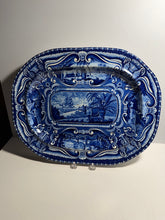 Load image into Gallery viewer, Staffordshire Blue Transfer Quadrupeds Platter with Rhino Ca. 1825