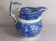 Load image into Gallery viewer, Historical Staffordshire Blue Lafayette At Franklins Tomb Pitcher Ca. 1825