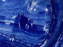 Load image into Gallery viewer, Historical Staffordshire Blue Well and Tree Platter Castle Gardens Battery New York Ca. 1825
