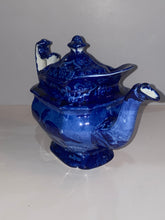 Load image into Gallery viewer, Historical Staffordshire Blue Teapot Boston Harbor Eagle