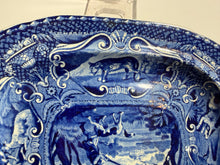 Load image into Gallery viewer, Staffordshire Blue Transfer Quadrupeds Small Platter Hunter and Dog Ca. 1825