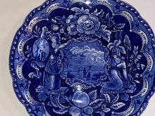 Load image into Gallery viewer, Historical Staffordshire Blue Dinner Plate States Pattern