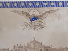 Load image into Gallery viewer, 1876 Philadelphia Centennial Handkerchief Memorial Hall Historical Blue Eagle