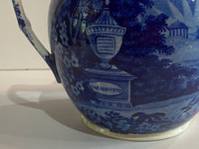 Load image into Gallery viewer, Historical Staffordshire Blue Pitcher Lafayette At Washington’s Tomb by Mayer