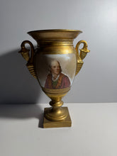 Load image into Gallery viewer, 19th Century Porcelain Vase Urn Hand Painted Benjamin Franklin Portrait Florals