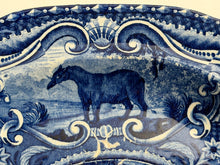 Load image into Gallery viewer, Staffordshire Blue Transfer Quadrupeds Platter Horses Ca. 1825