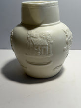 Load image into Gallery viewer, Staffordshire Porcelain Pitcher With Figures And William Henry Harrison Log Cabin