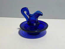 Load image into Gallery viewer, Boston And Sandwich Glass Lacy Toy Pitcher And Basin Cobalt Blue Panel