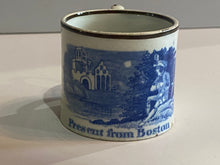 Load image into Gallery viewer, Historical Staffordshire Childrens Mug Present From Boston Blue Transfer