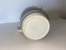 Load image into Gallery viewer, Staffordshire Mochaware Mocha Pitcher With Earthworm On Blue Background 1820