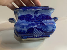 Load image into Gallery viewer, Historical Staffordshire Blue Sugar Bowl Boston Harbor Pattern Eagle